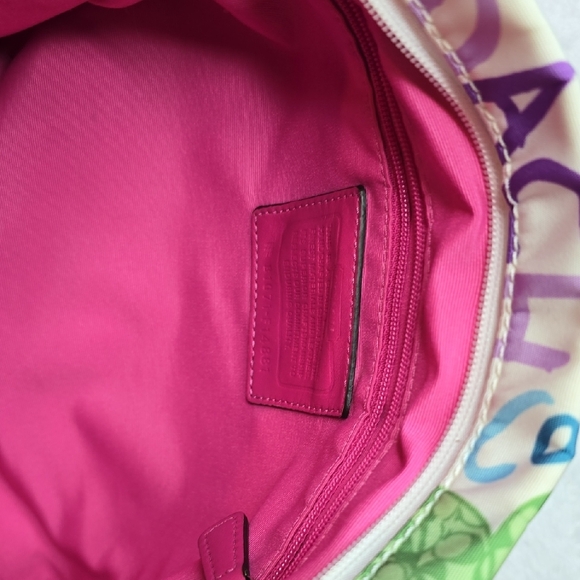 Coach Pink and Purple Floral Shoulder Bag - Picture 7 of 9